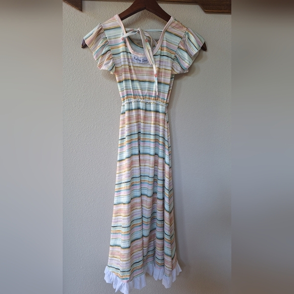 Makena Lane Girls Striped Short Sleeve Maxi Dress Size XL 8/10 - Picture 8 of 8